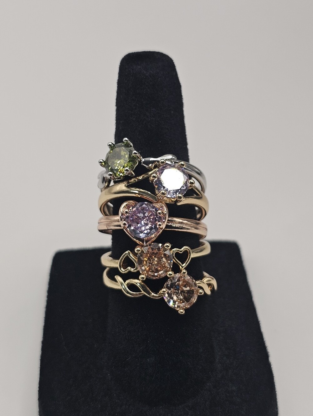 Adjustable Elegant Multicolor Gemstone Stacking Rings - Fashion Jewelry